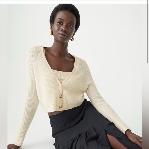 NWT J. Crew Supersoft Cropped Cableknit Sweater Tank Set - Picture 2 of 8